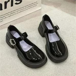 여자 통굽 둥근앞코 로퍼 메리제인슈즈 플랫폼 슈즈 2컬러