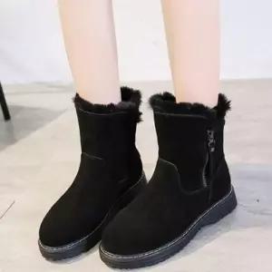 여자 여성 부츠 워커 미들 캐주얼 전체 털안감 캐주얼화 레이스업 따뜻한 겨울 옆지퍼