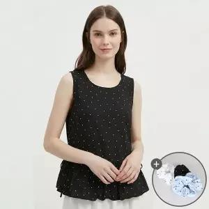 [NS홈쇼핑][샵앤] 여성 민소매 도트 헤어밴드 세트 나시 블라우스 NARU-WBL-21086-블랙..