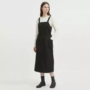 [NS홈쇼핑][샵앤] 여성 빅포켓 스트링 길이조절 멜빵 바스락 롱원피스 NARU-WDR-21070-블랙..