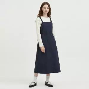 [NS홈쇼핑][샵앤] 여성 빅포켓 스트링 길이조절 멜빵 바스락 롱원피스 NARU-WDR-21070-네이비..