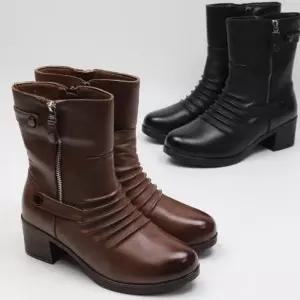 가을 통굽 힐 발목구두 워커 부츠 로우힐 겨울 부티