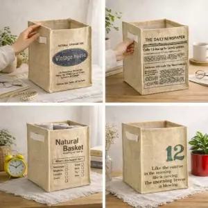 패브릭 감성 정리함 빈티지 수납 바구니 소품 리빙박스 천 바스켓