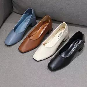 여성 슬링백 단아한 가죽 오피스룩 슈즈 하이힐 펌프스 스틸 정장 레토 미들힐 면접