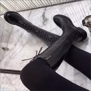 여자 슬림 레이스업 기모안감 롱부츠 겨울 워커