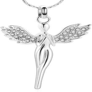 재를 위한 콘스탄트라이프 화장 항아리 목걸이 엔젤 윙 펜던트 유품 스테인리스 스틸 기념 로켓 주얼리