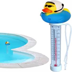 수영장 온도계 플로팅 덕 쉽게 읽을 수 있는 끈 귀여운 오리 온도 게이지 수온계 얼음 목욕 콜드 플런지