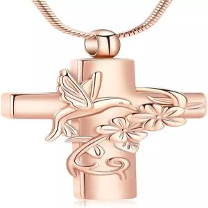 십자가 벌새 유골함 목걸이 꽃 펜던트 기념 화장 보석 선물 사랑하는 사람을 잃은