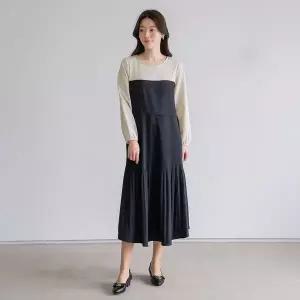 [마담4060]엄마옷 마담4060 플리츠배색롱원피스 중년여성 데일리 원피스 -ROP2602008-..