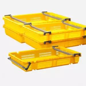 5개/플라스틱 소쿠리 이사박스 이삿짐 수산물 수납 pp 대 어상자 트레이 사각 블루베