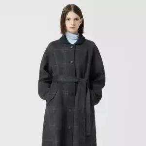 씨씨콜렉트 네크 니트 블록 벨티드 체크 롱 코트 C254MSG567 908493