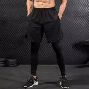 남성 투인원 반바지 헬스 레깅스 트레이닝 팬츠