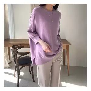 [어반프랑] 메리 양두 7부소매 루즈핏 언발 롱니트