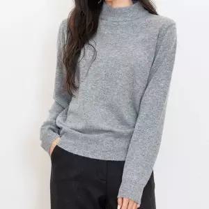 여자 캐시미어 반폴라 베이직 니트 티셔츠 스웨터 fYD6+7Jtu