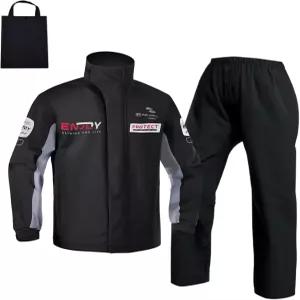 린조이 패커블 레인 수트 남성용 경량 방수 재킷과 후드 윈드브레이커 블랙이 포함된 팬티 아웃도어