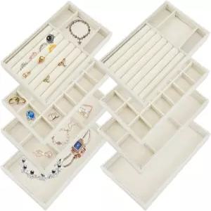 서랍용 Seuqhck 8팩 주얼리 정리함 목걸이 벨벳 보관 디스플레이 트레이 팔찌 링 귀걸이 브로치 시계용