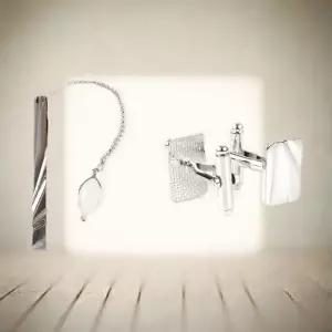 심플 미니멀 넥타이핀 커프스링크 세트