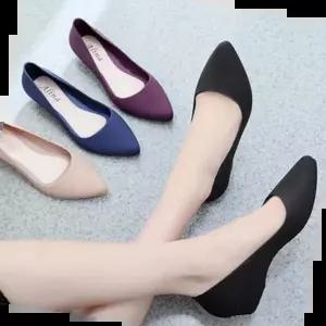 여름플랫슈즈 여성 심플 방수 아쿠아 젤리 플랫 슈즈 구두 4컬러