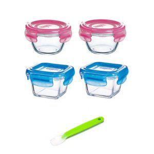 반찬통 스푼 이유식 밀폐용기 5조 루미낙 용기 유리