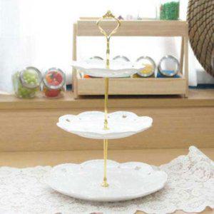 골드 3단 케이크 디저트 마카롱 접시 트레이 스탠드