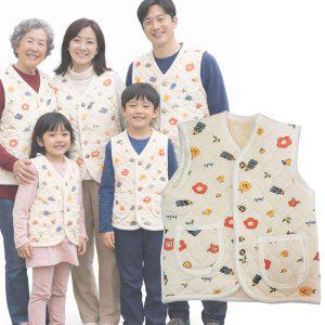 패밀리룩 어린이 아동복 제주 감귤조끼 꽃무늬조끼 누빔조끼 촌캉스 시골조끼 김장조끼 주니어 기념품선물