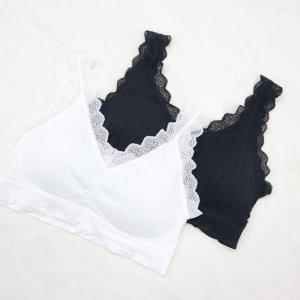 인생 브라렛 노와이어 로맨틱 프릴 편한 수면브라 레이스 브라탑 2color