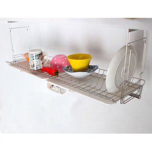 부착식 스텐 씽크선반 800 슬라이드 1P 물받이 식기건조대 상부장 그릇 정리대