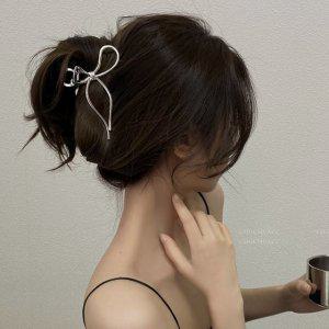 집게핀 고급 헤어 메탈 실버 반묶음머리 왕 빅사이즈 헤어핀 긴머리 올림머리