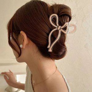 집게핀 고급 헤어 시럽 리본 반묶음머리 왕 빅사이즈 헤어핀 긴머리 올림머리