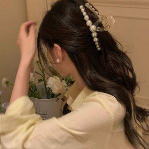 집게핀 고급 헤어 진주 반묶음머리 왕 빅사이즈 헤어핀 긴머리 올림머리