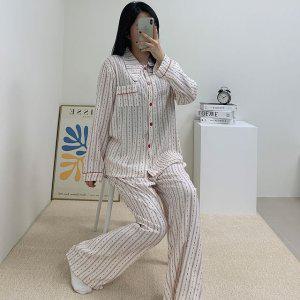 빅카라레드콕잠옷 홈웨어 파자마세트 수면 긴팔긴바지