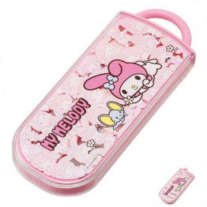 수저젓가락받침 숱가락 도시락수저세트 마이멜로디 숨바꼭질 슬라이드 트리오 포크 케이스세트