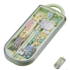 수저젓가락받침 숱가락 도시락수저세트 토토로 산책길 슬라이드 트리오 포크 케이스세트