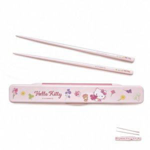 수저젓가락받침 업소용 숱가락 젓가락세트 헬로키티 플라워리스 무소음 케이스세트 18cm