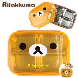 성인식판 어린이집 스텐 급식판 가정용 어른 예쁜 리락쿠마 4구 이중 스텐 식판도시락 얼굴