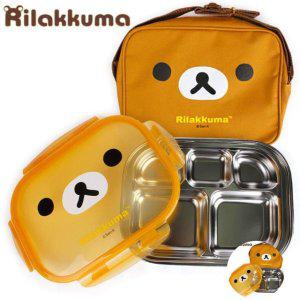 성인식판 어린이집 스텐 급식판 가정용 어른 예쁜 뚜껑있는리락쿠마 가방스텐식판도시락 얼굴