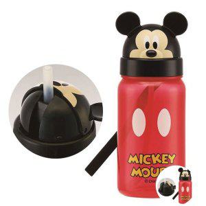 휴대용물병 스포츠 유리 플라스틱 운동용 캠핑 캐릭터 빨대 물통 350ml 미키마우스 페이스