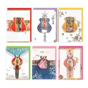 복주머니 카드 5P 부모님 어버이날 감사 명절 메세지 편지지 선물