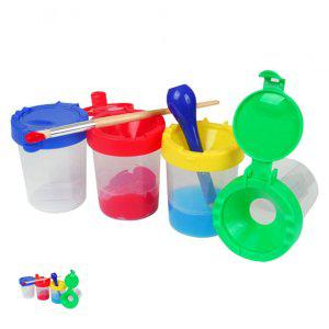 수채화물통 붓세척통 미니 소형 팔레트 붓거치형 미술놀이 간편 똑딱 물감통 세트 4개입