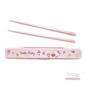 수저젓가락받침 업소용 숱가락 젓가락세트 헬로키티 플라워리스 무소음 케이스세트 18cm