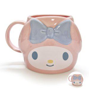 카페머그컵 커피머그 스텐 컵뚜껑 스텐 커플 머그컵 마이멜로디 도기 입체 예쁜 390ml