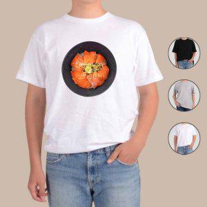 반팔티셔츠 연어덮밥으로 한끼를 그림 다양한색상 전사이즈