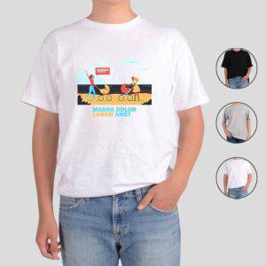 반팔티셔츠 유모차 야외놀이 엄마랑 아가 그림 다양한색상 전사이즈