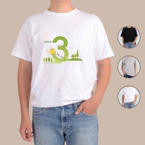 반팔티셔츠 3월 계절에 달력을 숫자 그림 다양한색상 전사이즈