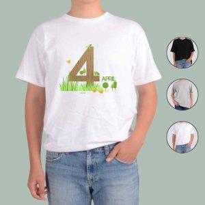 반팔티셔츠 4월 계절에 달력을 숫자 그림 다양한색상 전사이즈