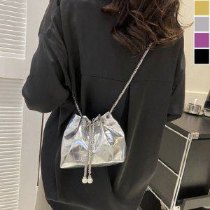 체인 미니 복조리백 1P 광택 심플 디자인 크로스 가방