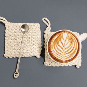 로프 코스터 사각 컵받침 진열대 찻잔받침대 소품받침