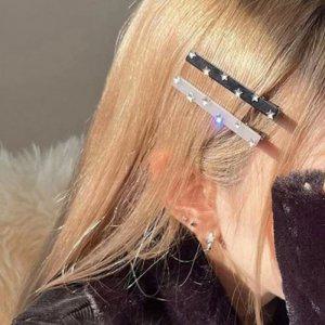 잔머리 별 블랙 실버 화이트 메탈 헤어핀 포인트 헤어