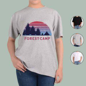 반팔티셔츠 캠핑 등산 포레스트 캠프 2번 그림 다양한색상 전사이즈