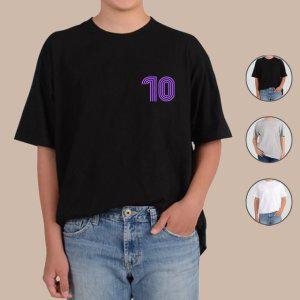 반팔티셔츠 숫자 10 넘버링 스트라이프 보라색 그림 다양한색상 전사이즈